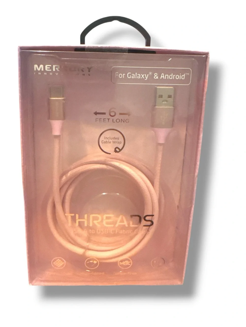 Rose Colored Braided USB-A to USB-C Charging Cable - Fast Charge Galaxy & Apple